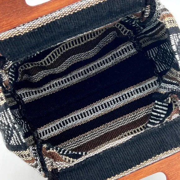 Pinzon Handbag Wooden Handles Made in Mexico Hand Woven Purse Tote New - Picture 6 of 6